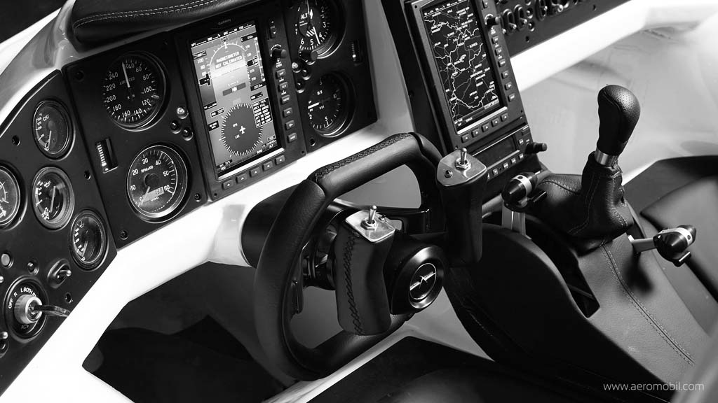 aeromobil steering wheel and interior view